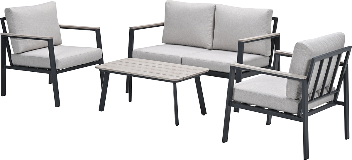 Garden Impressions Ricca aluminium loungeset - carbon black - desert sand