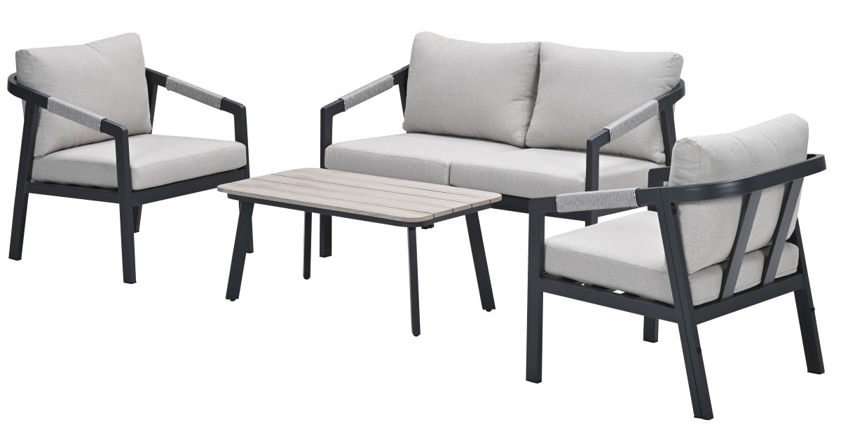 Garden Impressions Terni aluminium lounge sofa set - carbon black - desert sand