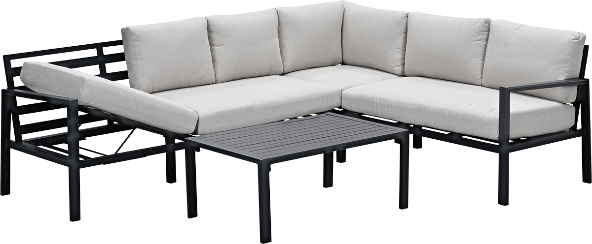 Garden Impressions Lexington loungeset - rechts - carbon black - desert sand