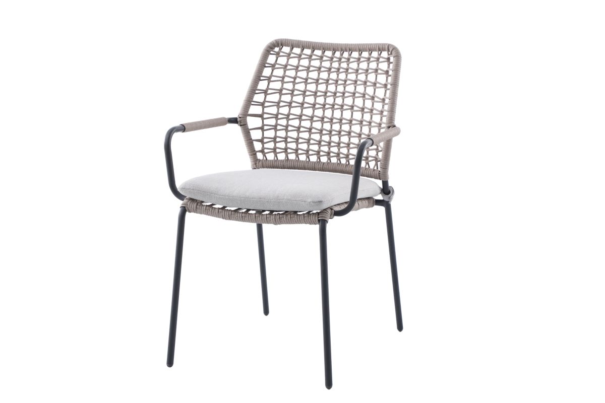 Garden Impressions Swifty Dining-Sessel – Carbon Black – Natural Sand – Valley Sand