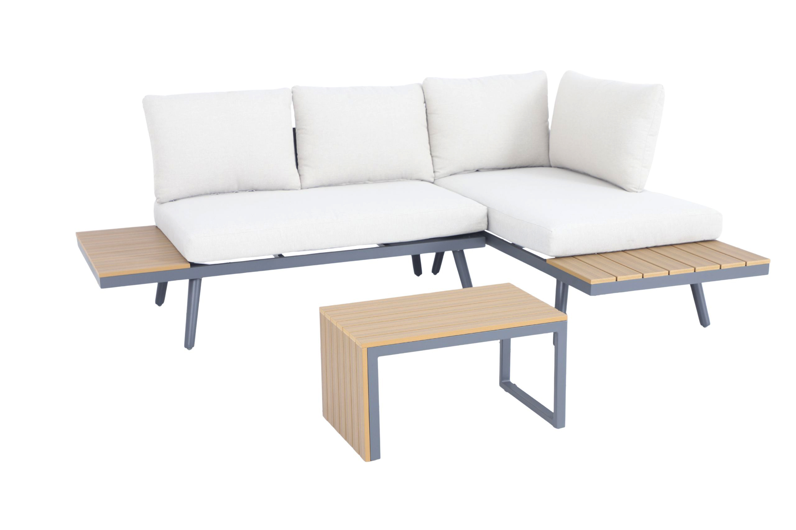 Garden Impressions Forro loungeset - carbon black - natural teak look Vironwood - desert taupe