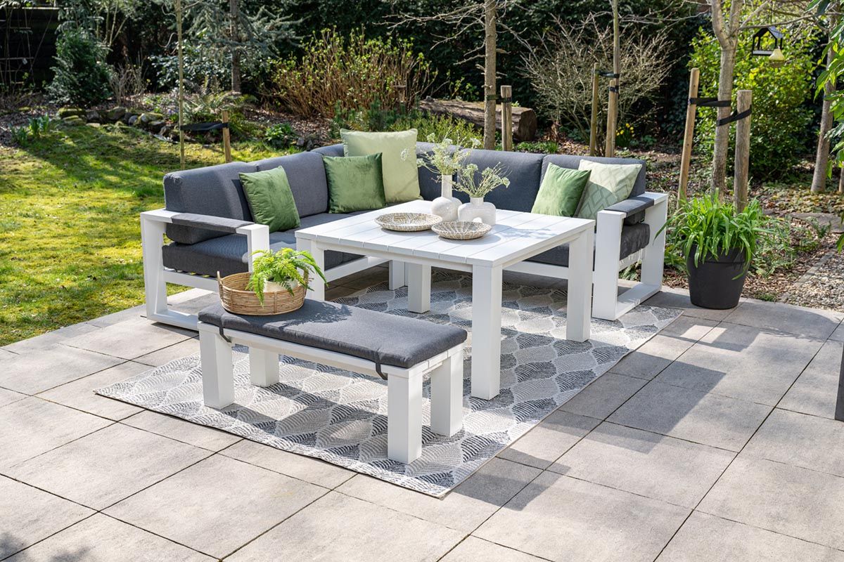 Garden Impressions Cube sportbank - mat wit - reflex black