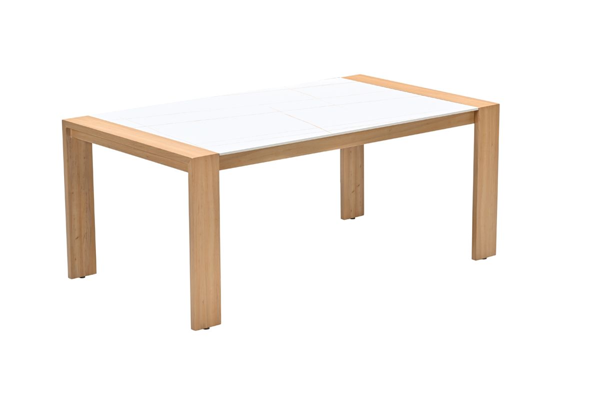 Garden Impressions Austin Tisch 180 × 100 cm- light teak look/Centostone milano beige