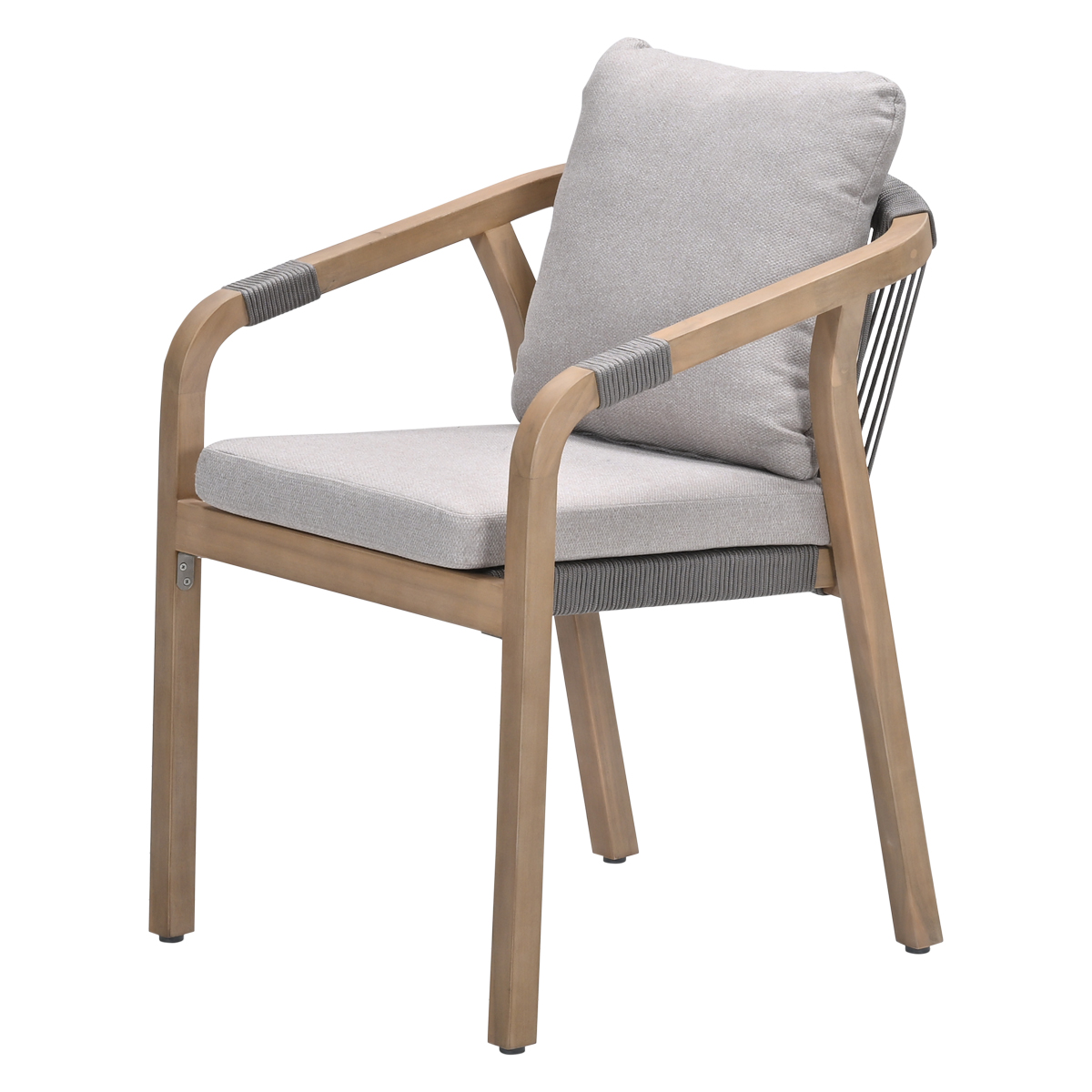 Santos dining fauteuil - acaciahout met white wash - rope taupe - grey sand
