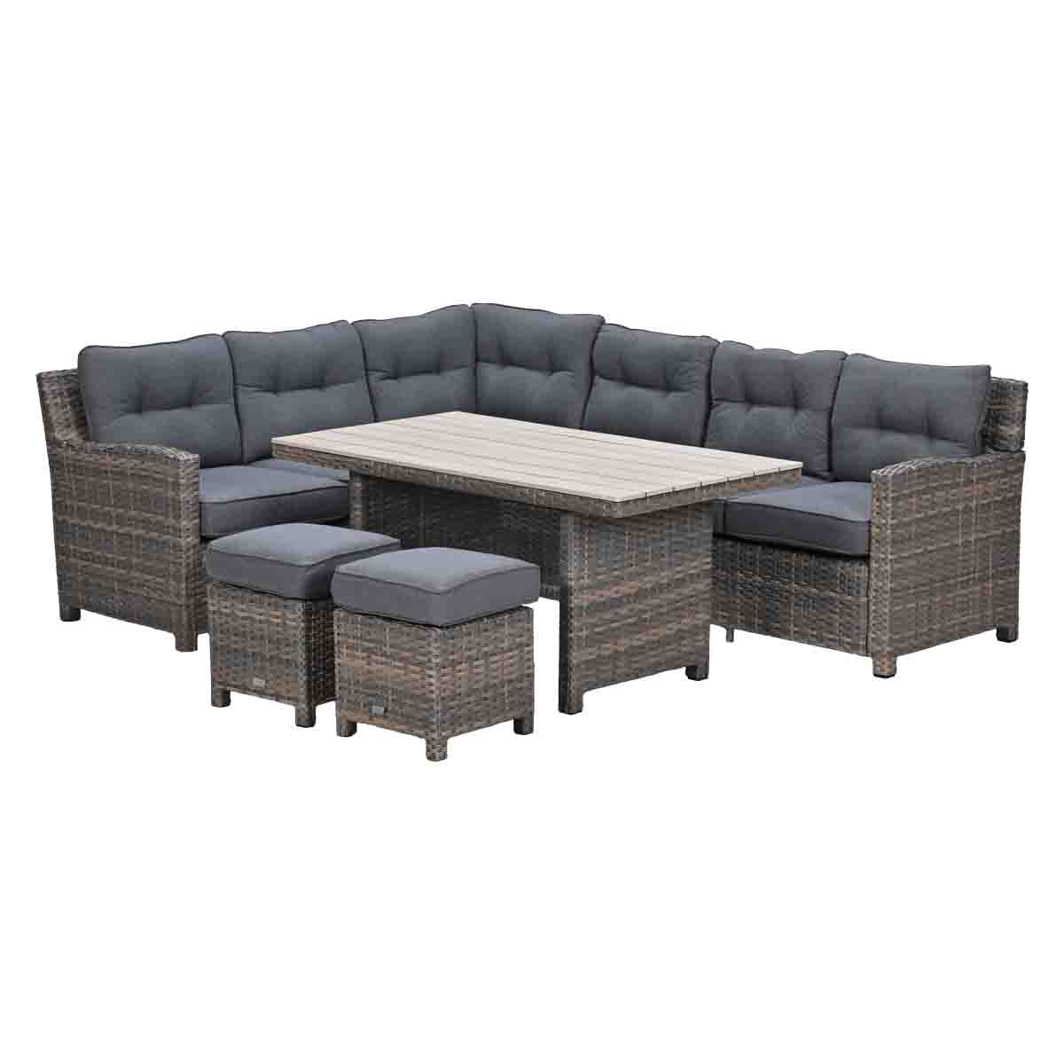 Seagull lounge-diningset - 5-delig - links - havanna sand - mystic grey - light teak Vironwood