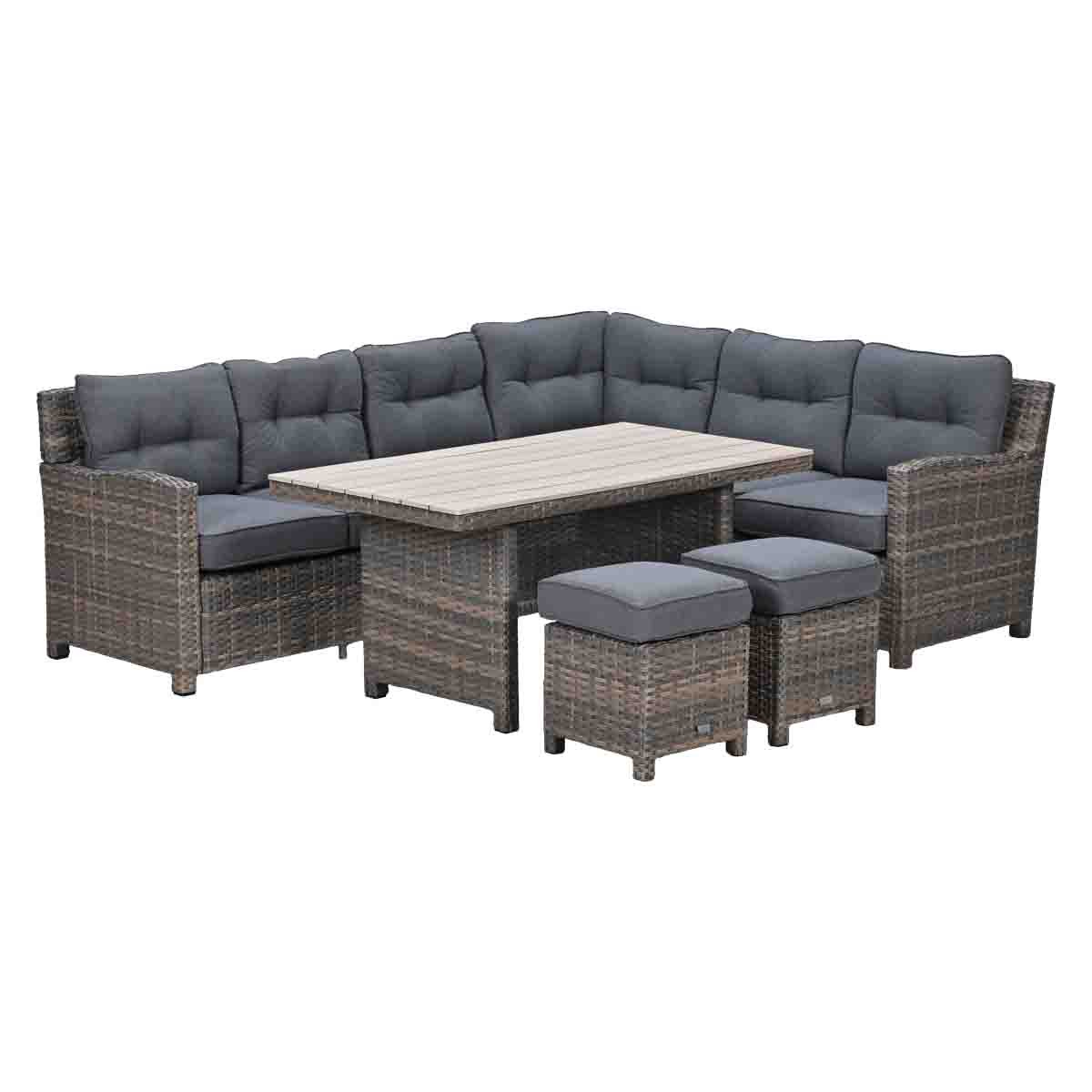 Seagull lounge-diningset - 5-delig - rechts - havanna sand - mystic grey - light teak Vironwood