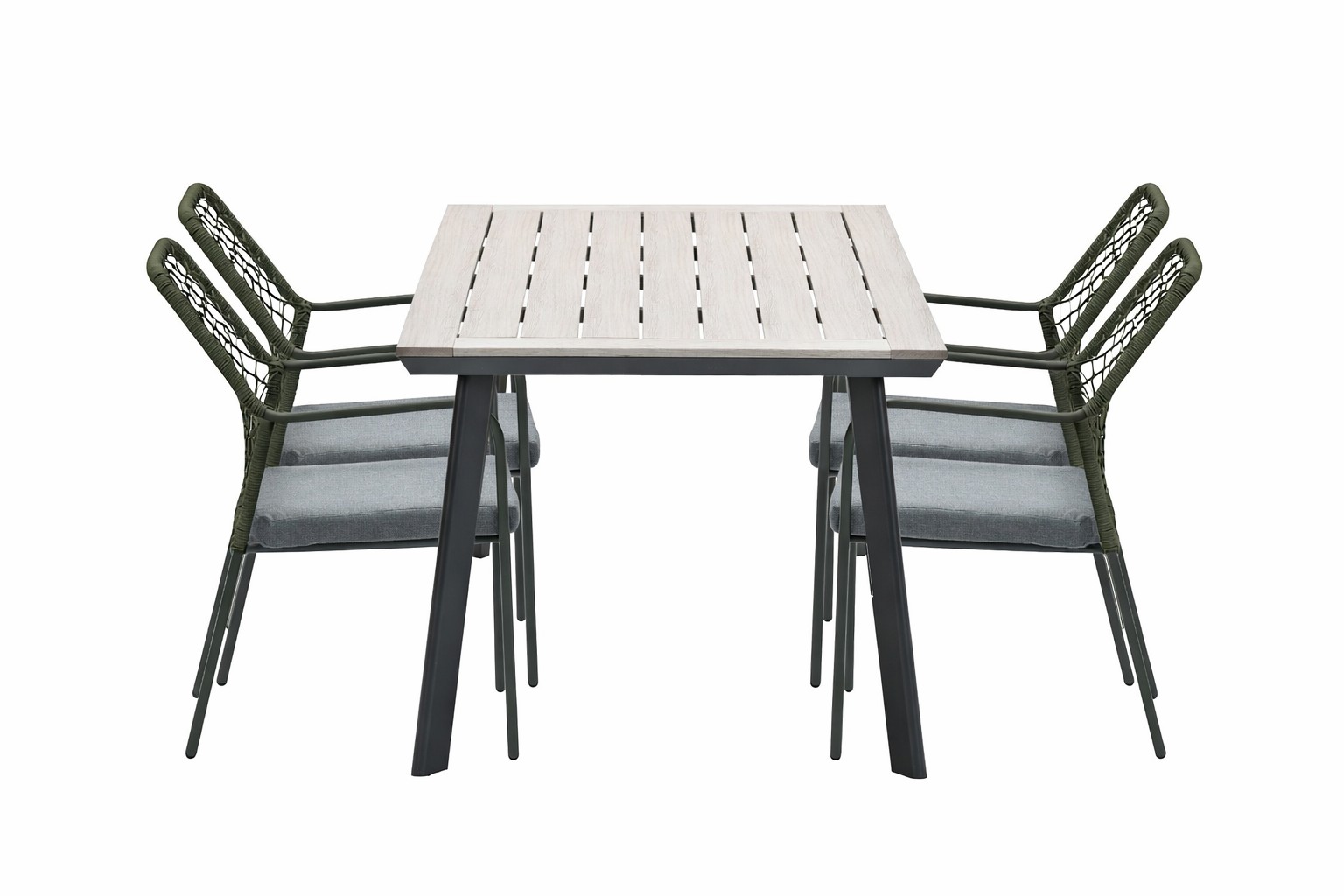 Complete vijfdelige tuinset Dido tuinstoelen mosgroen - Vigo tafel - Garden Impressions