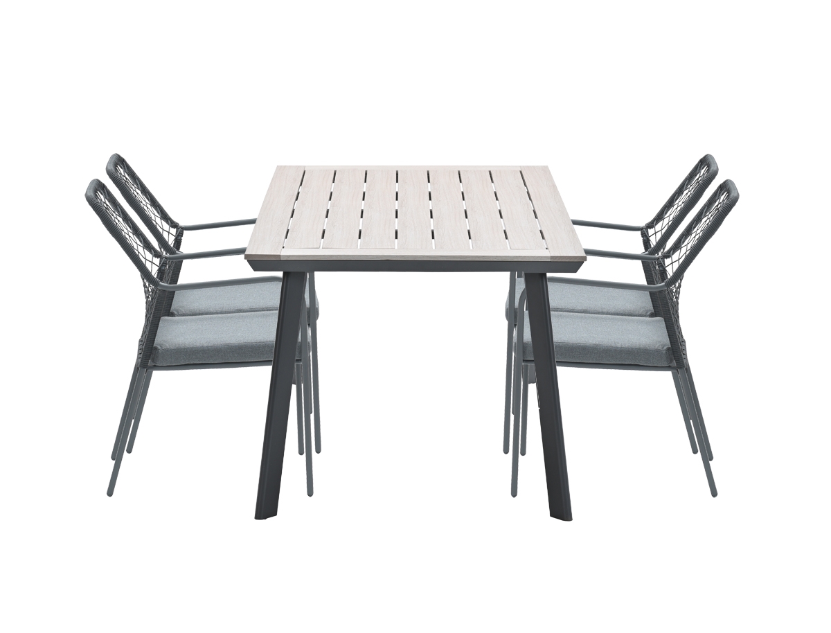 Complete vijfdelige tuinset Dido tuinstoelen zwart - Vigo tafel - Garden Impressions