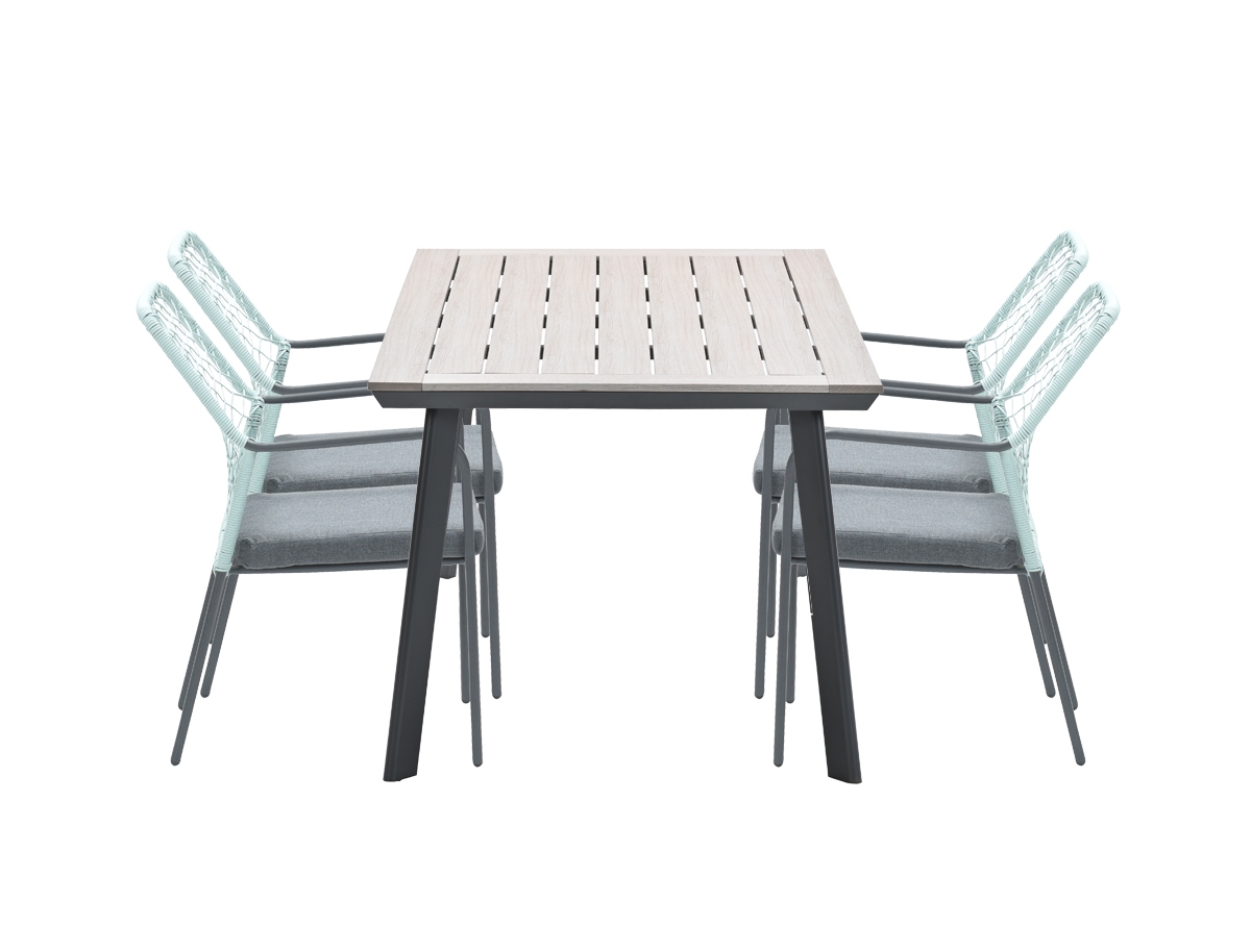 Complete vijfdelige tuinset Dido tuinstoelen zachtgroen - Vigo tafel - Garden Impressions