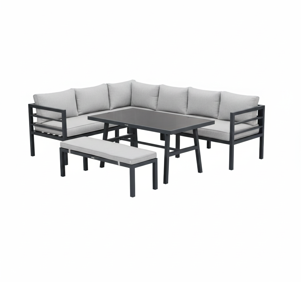 Garden Impressions Bleco II lounge-diningset- carbon black-desert sand