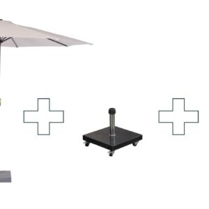 Garden Impressions Frei-Arm Sonnenschirm Lotus - mit Granitständer und Schutzhülle - 300 cm - Ecru