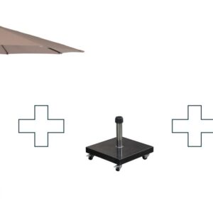 Garden Impressions Frei-Arm Sonnenschirm Lotus - mit Granitständer und Schutzhülle - 300 cm - Taupe