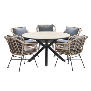Garden Impressions 6-teiliges dining Gartenset Margriet und runder Edison Tisch