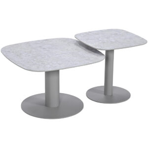 Garden Impressions Bosco Set von 2 Lounge Tischen- Taupe - light teak look - Fibrestone doha sand