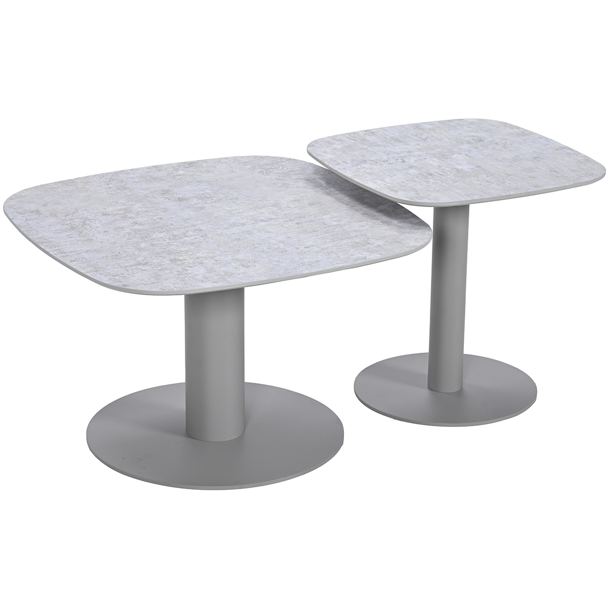 Garden Impressions Bosco set van 2 loungetafels - taupe - Fibrestone/aluminium