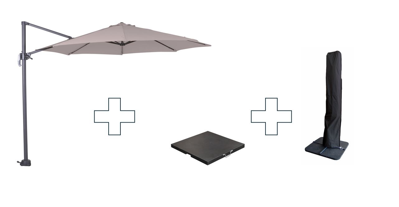Zweefparasol Hawaii S - met parasolvoet en beschermhoes - Zand doek - 300 cm