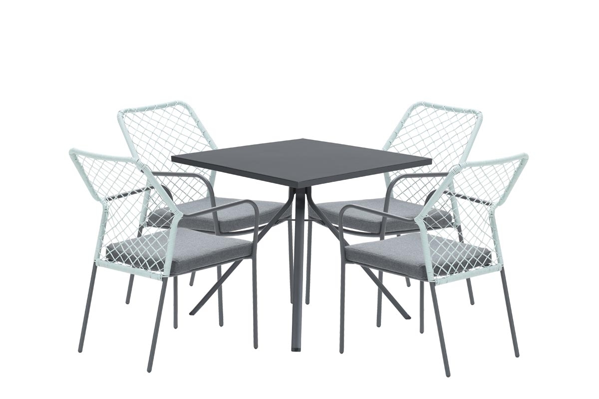 Complete vijfdelige tuinset Dido stoelen zachtgroen - Rimini tafel - Garden Impressions
