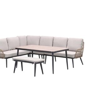 Garden Impressions Lounge/Dining Set Allasio Kunststoffgeflecht Aluminium 6-teilig naturell PE/Vironwood