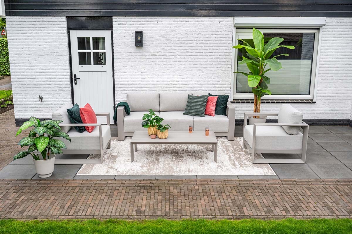 5-persoons stoel-bank loungeset - Levanto - taupe - Garden Impressions