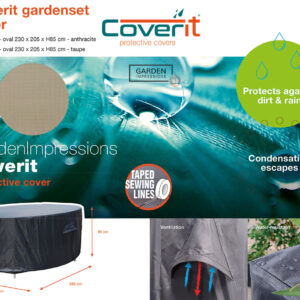 Garden Impressions Coverit Gartenmöbel-Schutzhülle oval 230 × 205 × H85 cm – Taupe