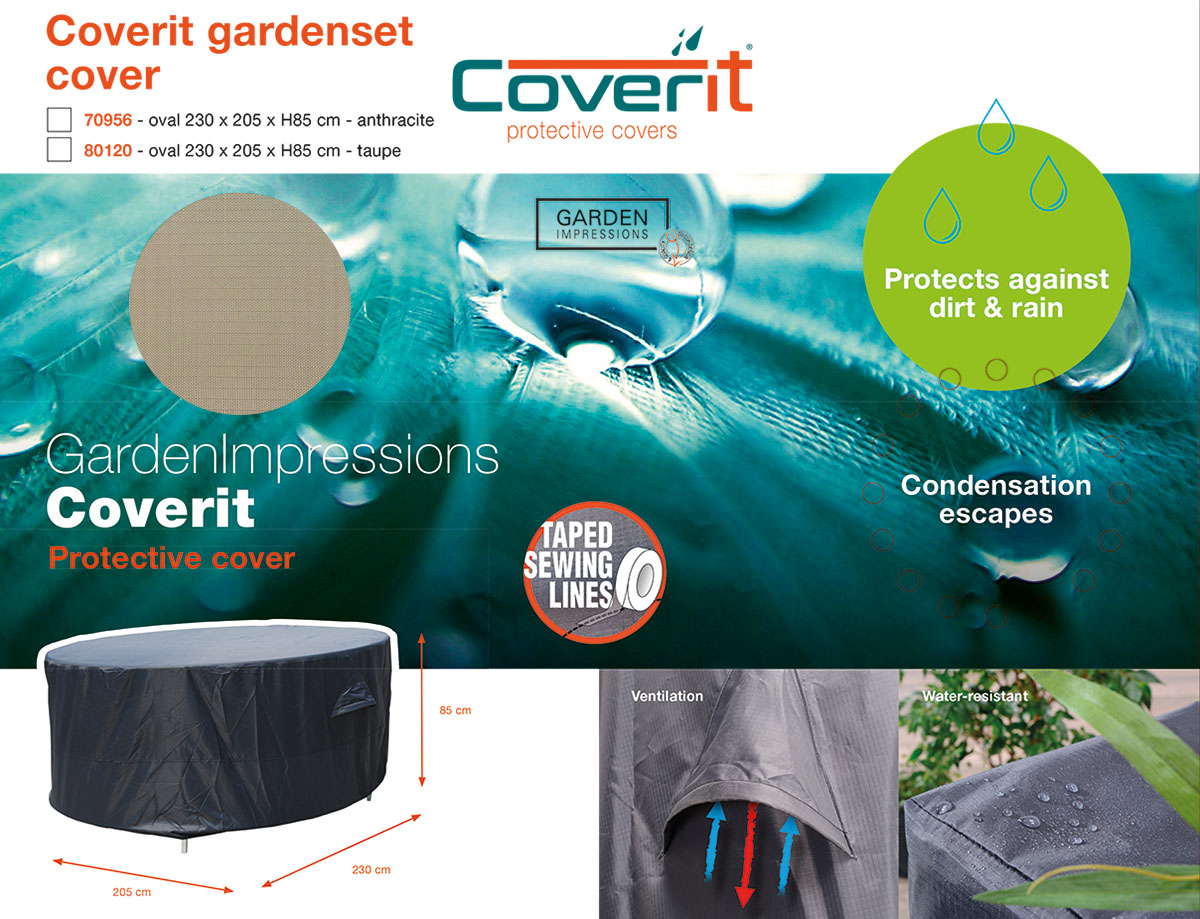 Garden Impressions Coverit Gartenmöbel-Schutzhülle oval 230 × 205 × H85 cm – Taupe