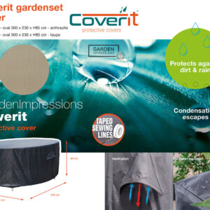Garden Impressions Coverit Gartenmöbel-Schutzhülle oval 300 × 230 × H85 cm – Taupe
