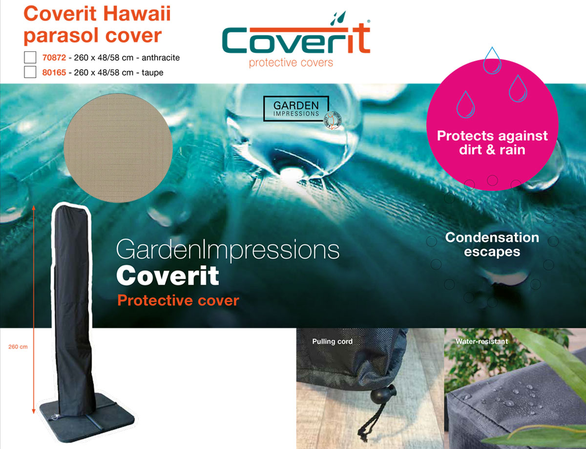 Coverit Hawaii parasolhoes - 260x48/58 cm - taupe