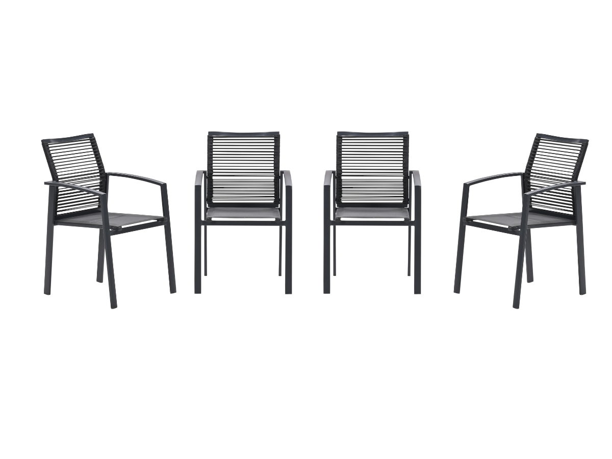 Garden Impressions Cosmo tuinstoelen set van 4 – carbon black / rope dark grey