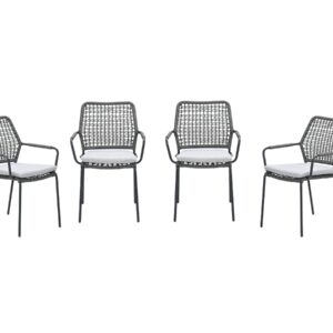 Garden Impressions Swifty Gartenstühle Set aus 4 – carbon black / rope grau