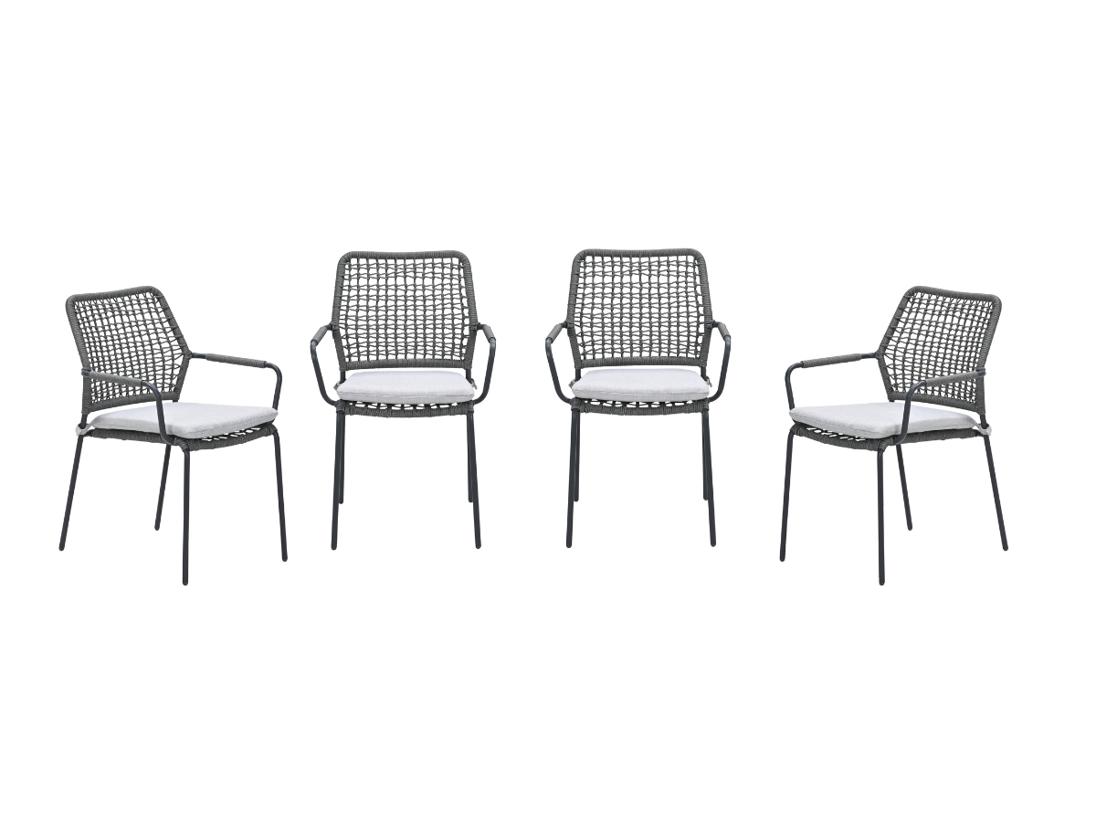 Garden Impressions Swifty tuinstoelen set van 4 – carbon black / rope grey