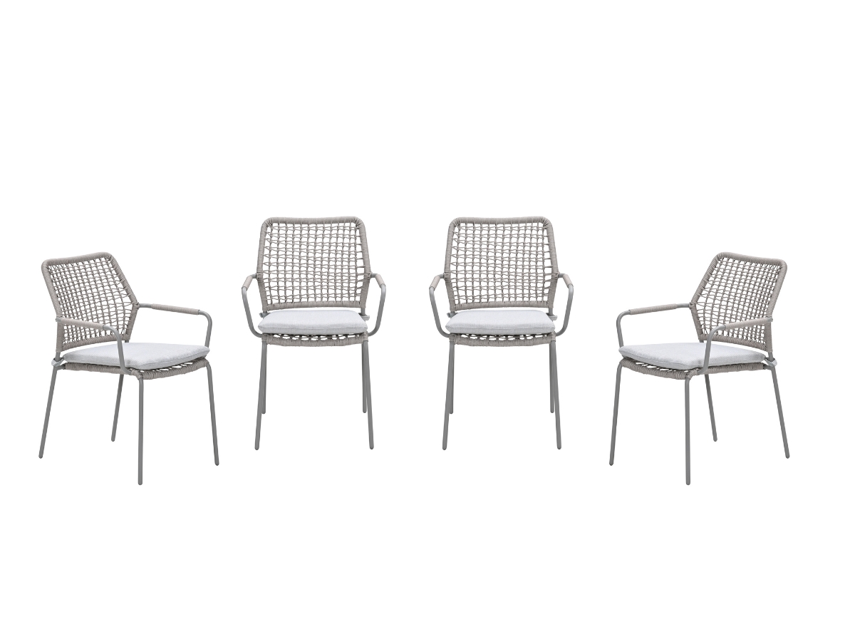 Garden Impressions Swifty tuinstoelen set van 4 – taupe / rope natural sand