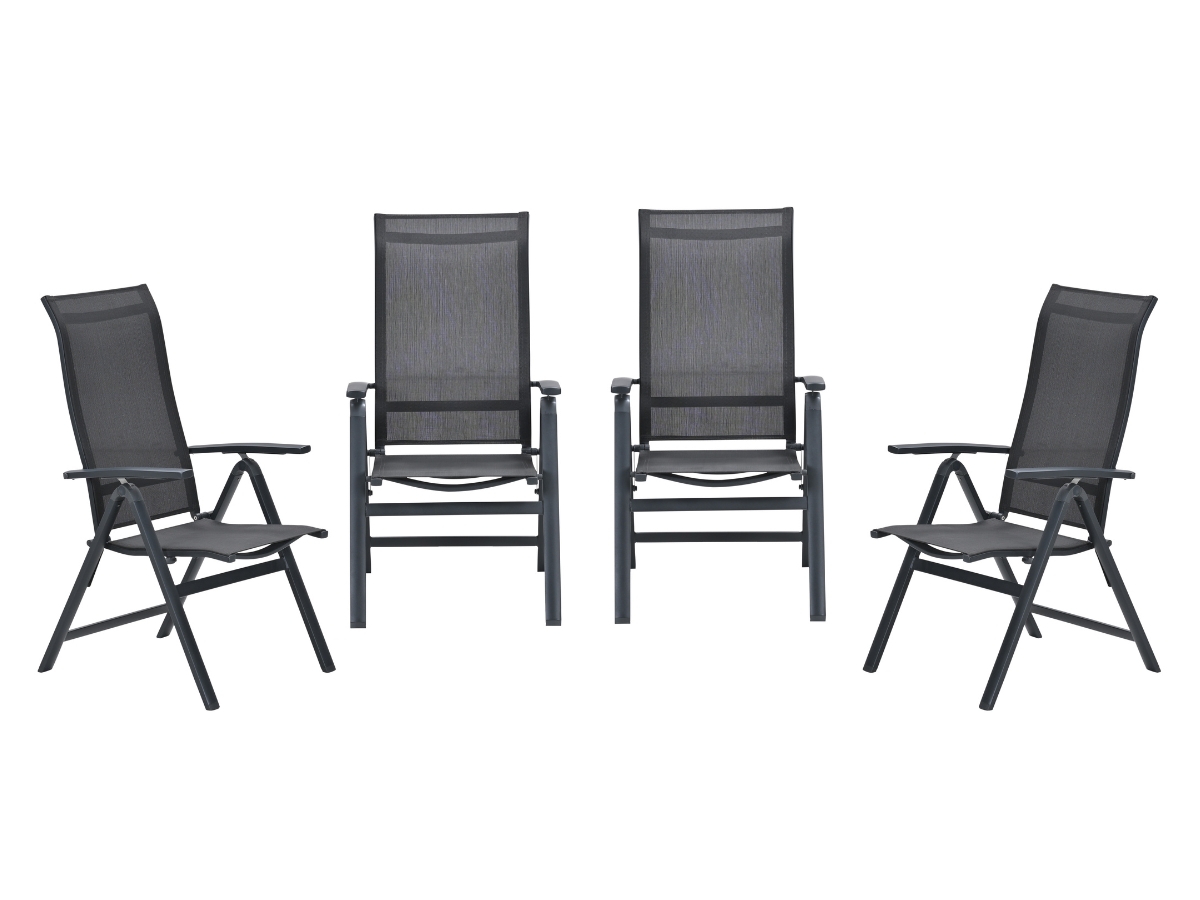 Garden Impressions Osaka verstelbare tuinstoelen set van 4 – carbon black / dark grey