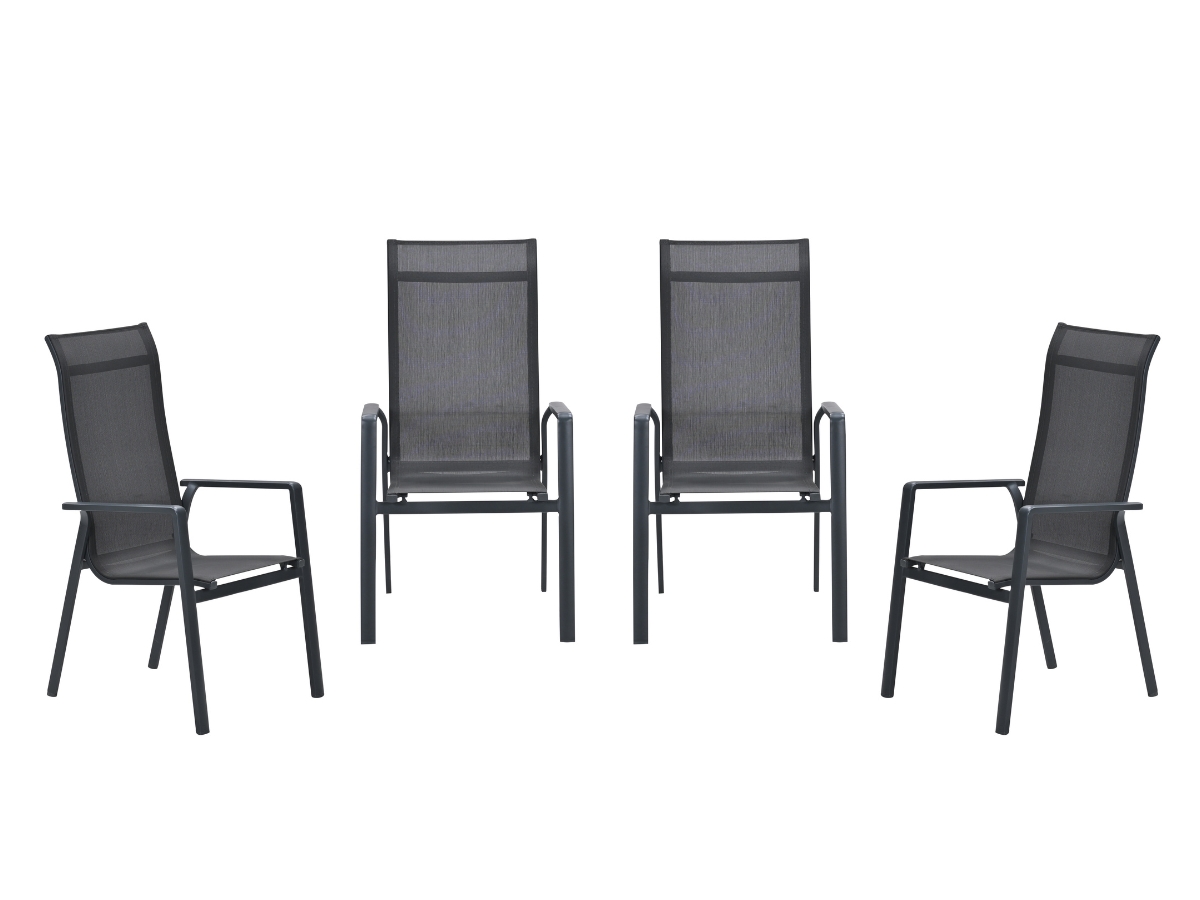 Garden Impressions Osaka stapelbare tuinstoelen set van 4 – carbon black / dark grey