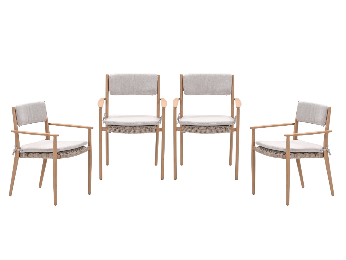 Garden Impressions Parijs tuinstoelen set van 4 – light teak look / desert sand