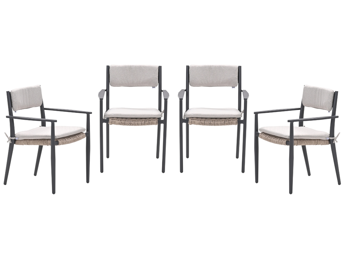 Garden Impressions Parijs tuinstoelen set van 4 – carbon black / desert sand