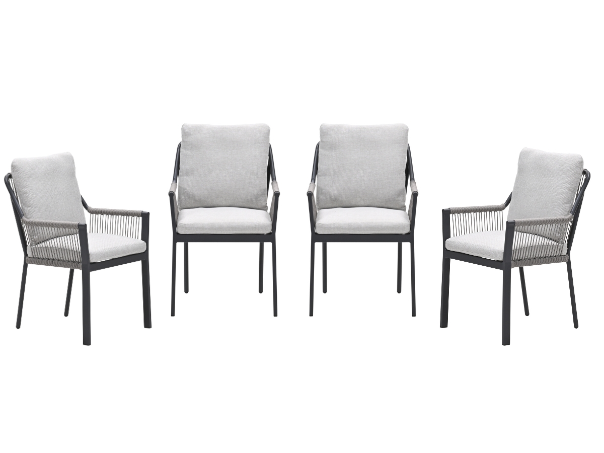 Garden Impressions Raxa tuinstoelen set van 4 – carbon black / rope taupe