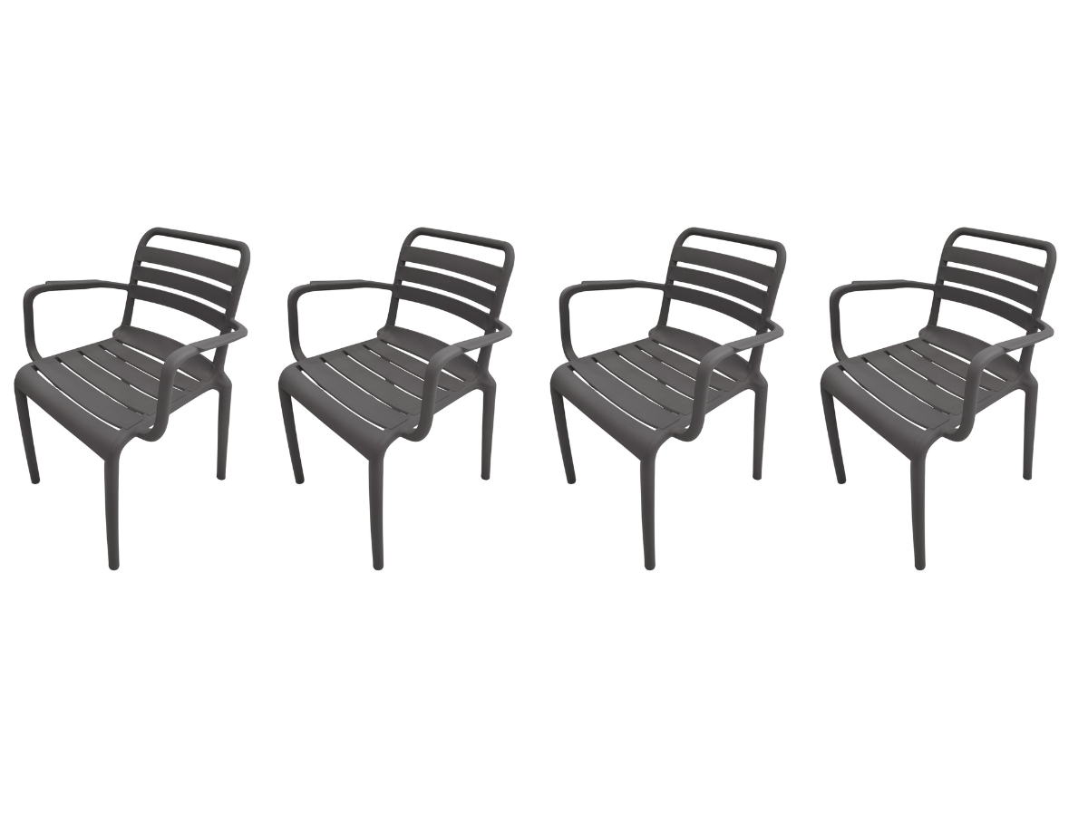 Garden Impressions Orleans tuinstoelen set van 4 – antraciet