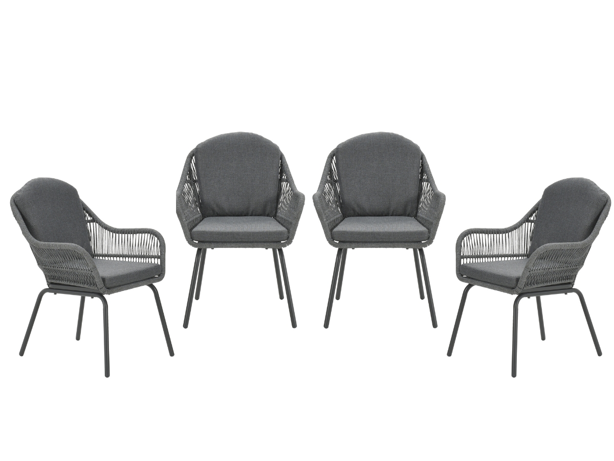 Garden Impressions Triton tuinstoelen set van 4 grijs rope