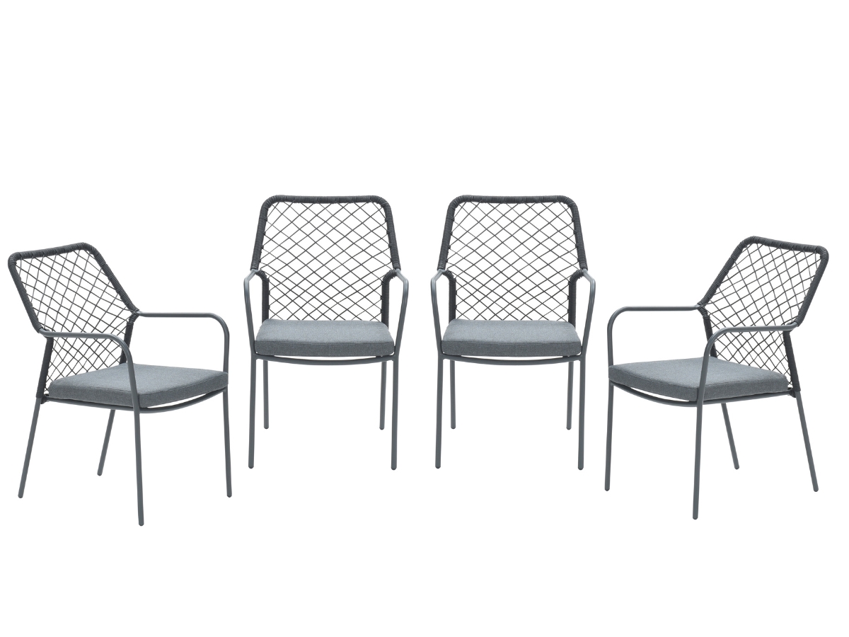 Garden Impressions Dido tuinstoelen set van 4 zwart rope