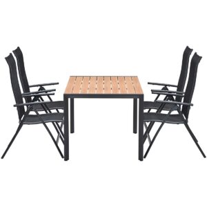 Garden Impressions Limone Stuhl 4 Stück + Felini Tisch 160 cm – 5-teiliges Aluminium-Gartenmöbelset