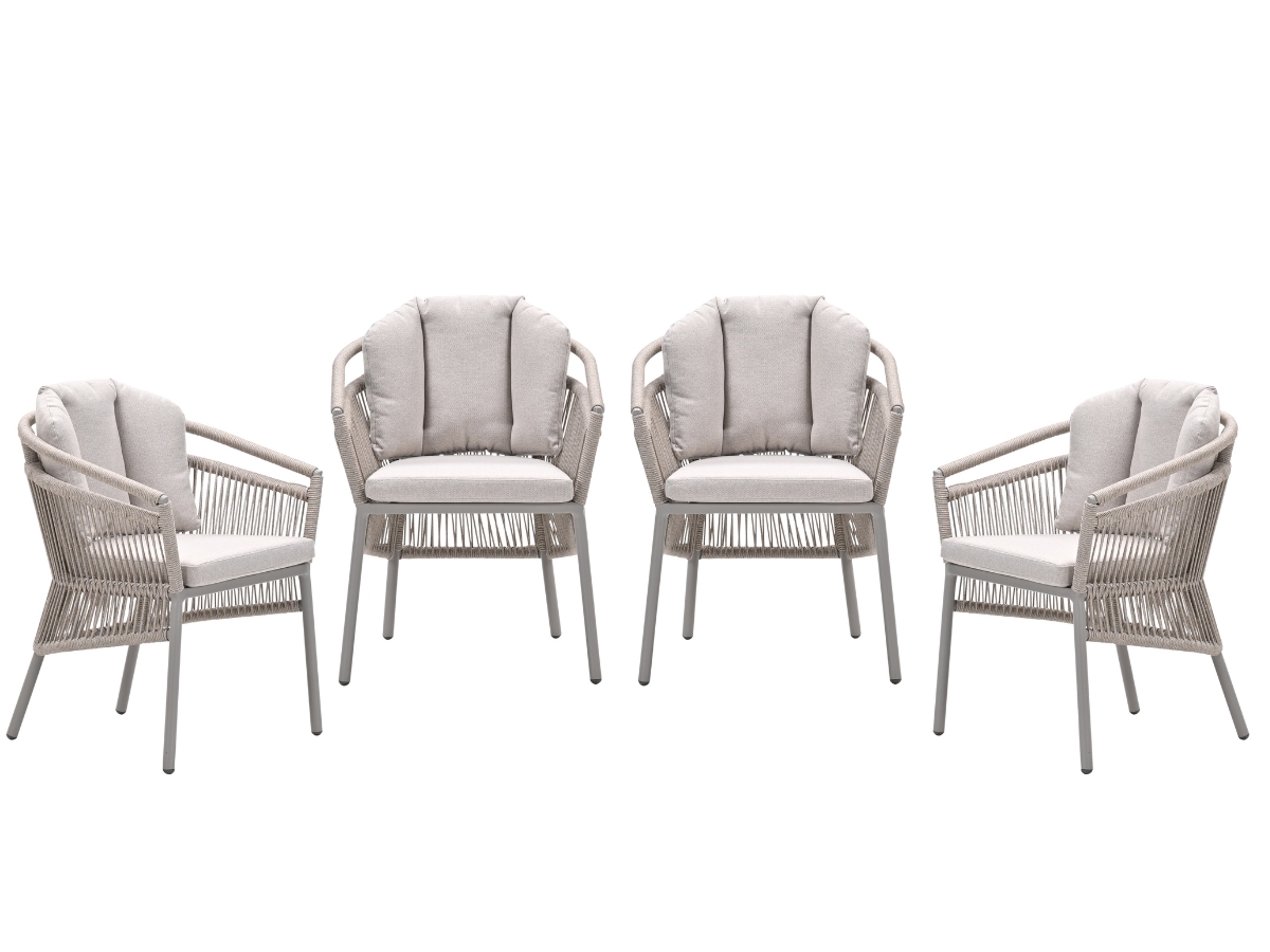 Garden Impressions Prato tuinstoelen set van 4 taupe rope