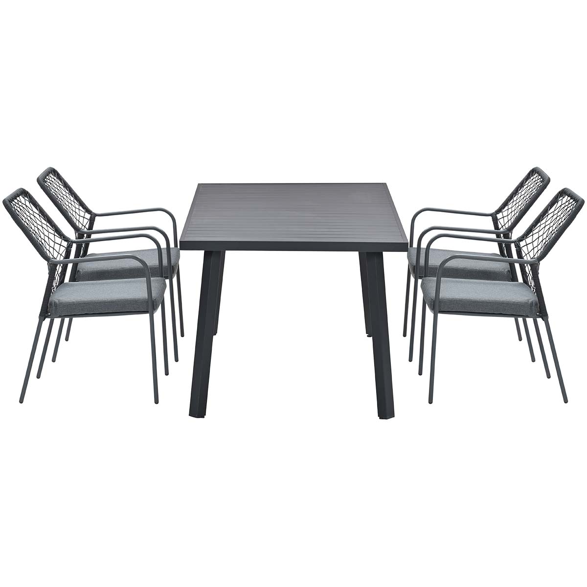 Garden Impressions Dido stoelen zwart 4 stuks + Terni tafel 160 cm