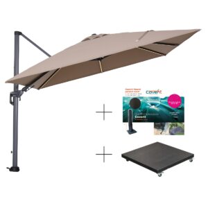 Garden Impressions Hawaii Lumen Sonnenschirmset LED 300x300 taupe