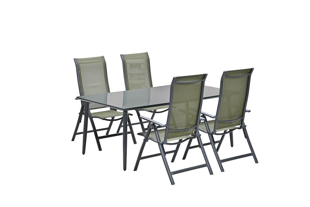 Garden Impressions Complete 5-delige tuinset - 4 verstelbare Limone stoelen - met tuintafel Perth